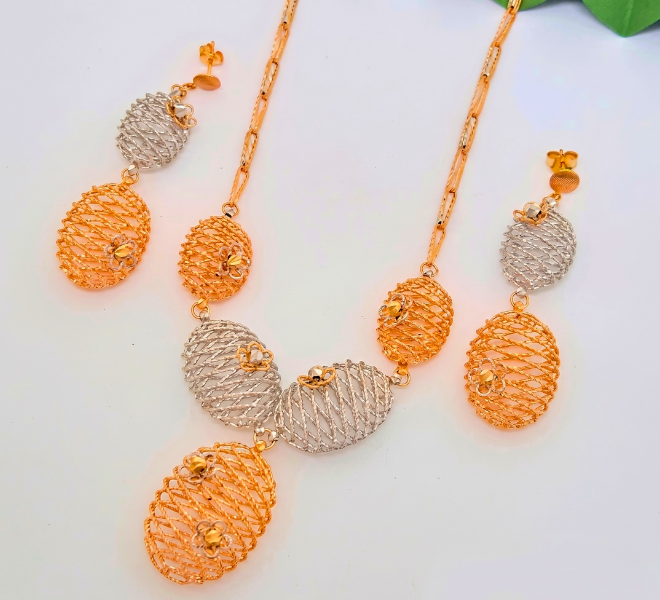 Oval Mesh Drop Necklace Set