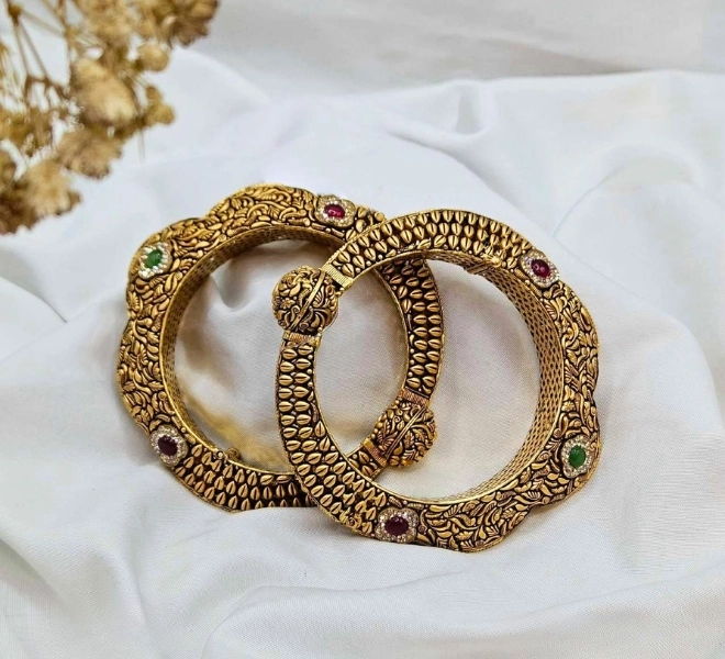 Antique Floral Stone Bangles