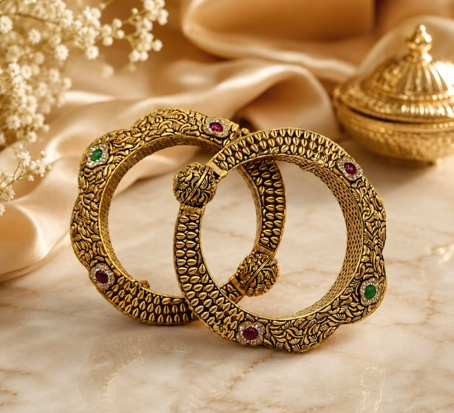Antique Floral Stone Bangles