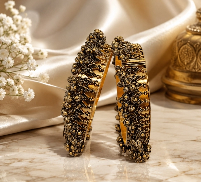 Antique Ghungroo Floral Bangles
