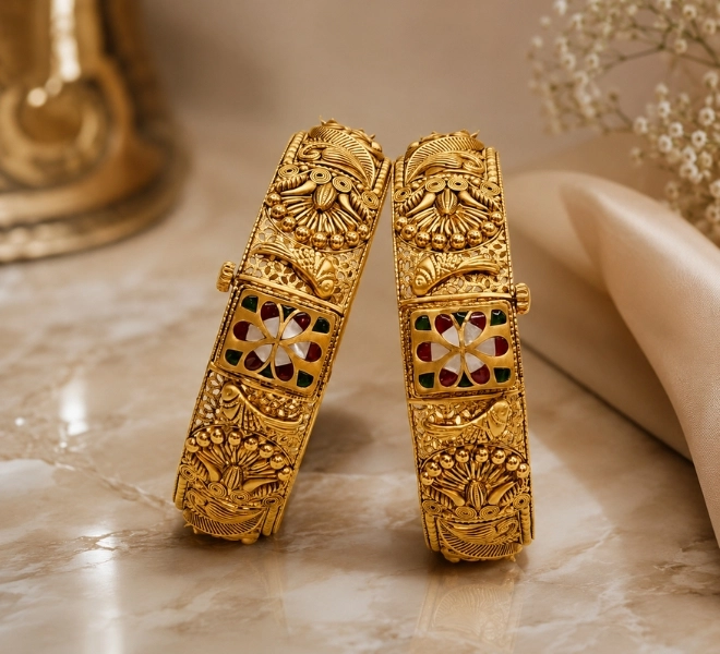 Antique Floral Enamel Bangles