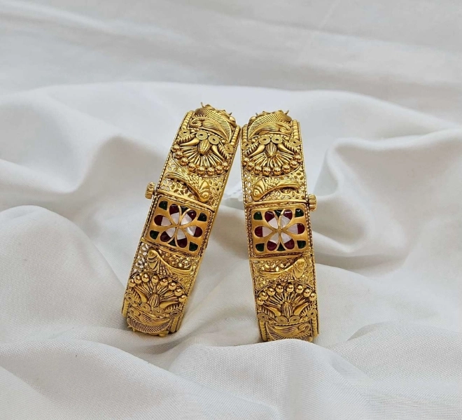Antique Floral Enamel Bangles