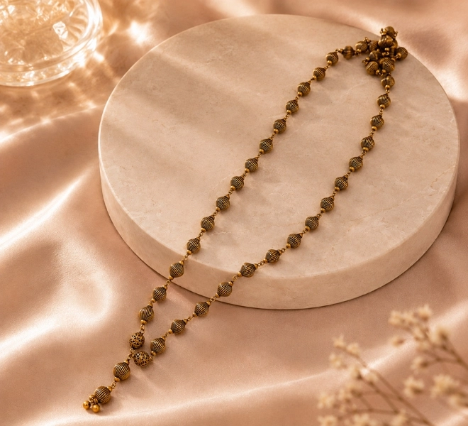Antique Gold Textured Beads Traditional Mala