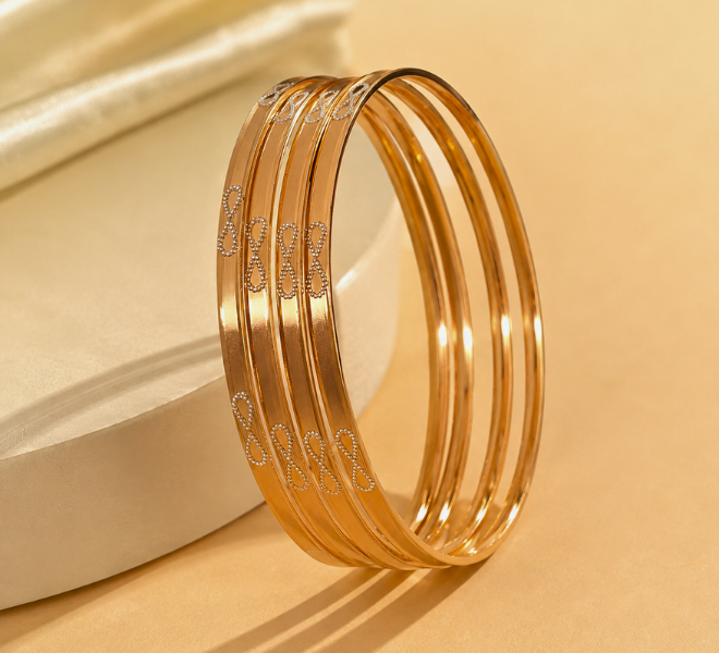 Infinity Motif Rose Gold Bangles Set