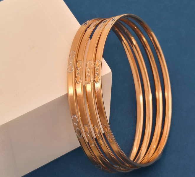 Infinity Motif Rose Gold Bangles Set