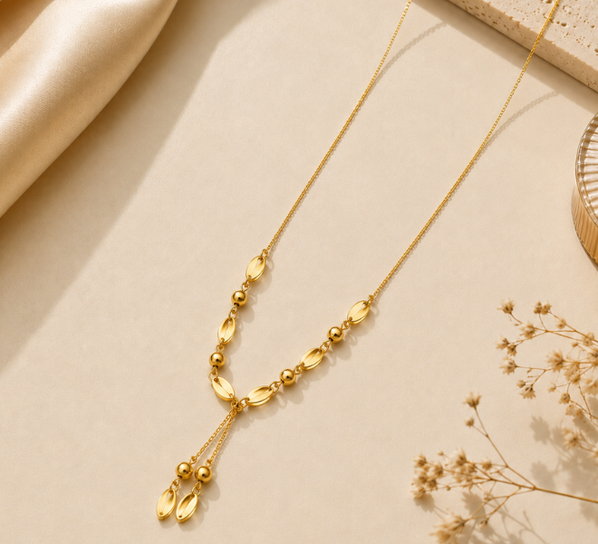 Elegant Golden Bead Tassel Chain
