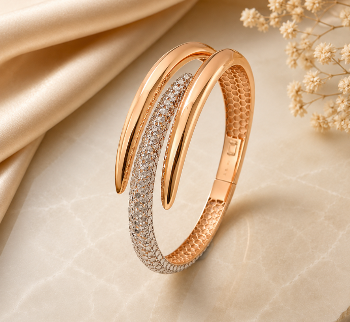 Eternal Curve Stone Studded Rose Gold Kada