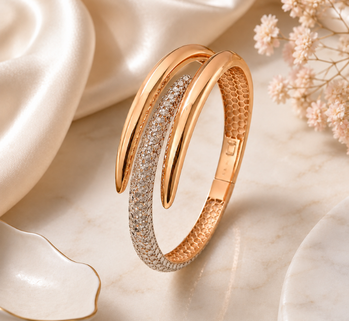 Eternal Curve Stone Studded Rose Gold Kada