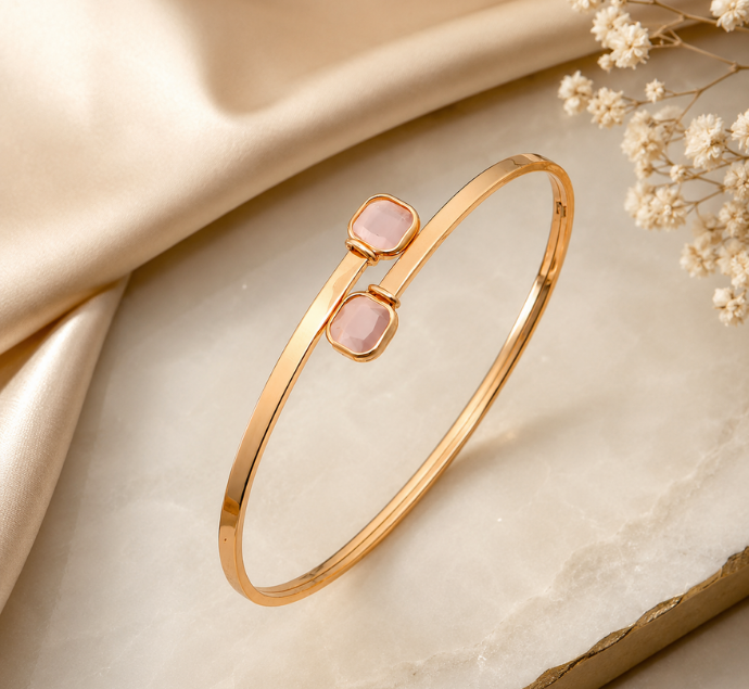 Blush Duo Gemstone Gold Bracelet