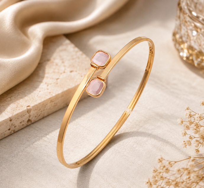 Blush Duo Gemstone Gold Bracelet