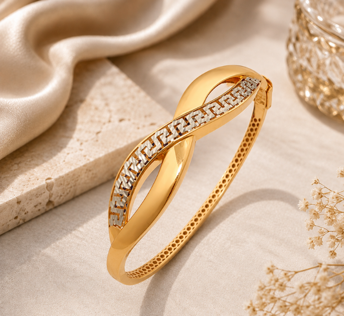 Twisted Elegance Two-Tone Gold Bracelet