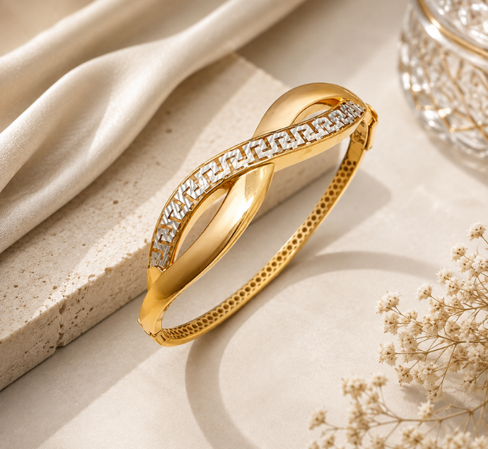 Twisted Elegance Two-Tone Gold Bracelet