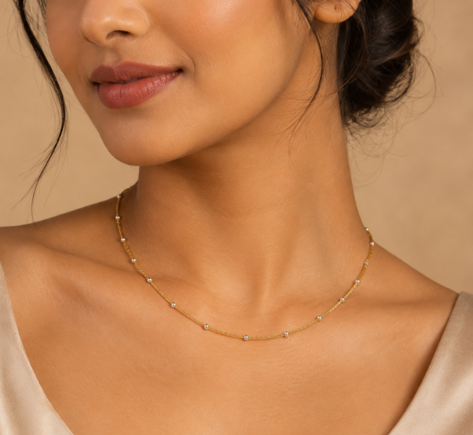 Two-Tone Beaded Omega Necklace
