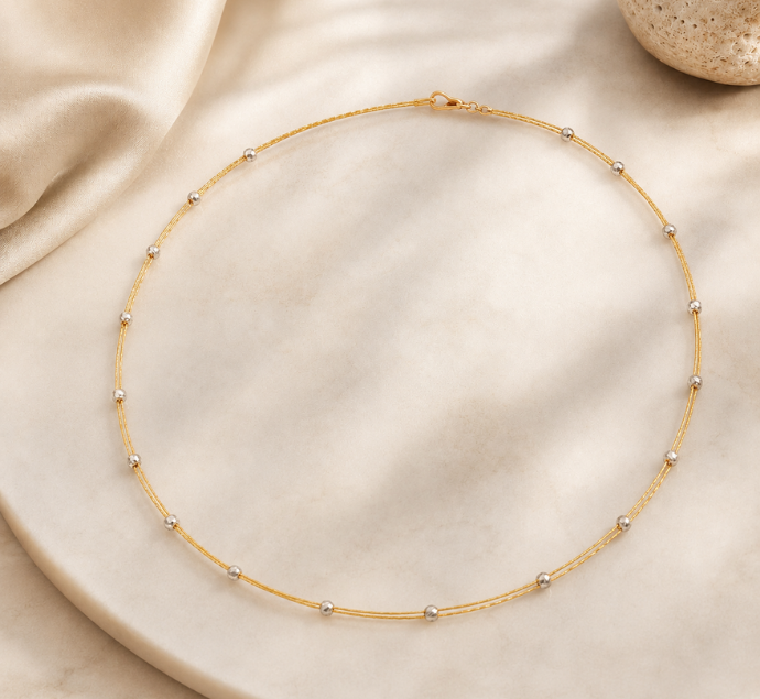 Two-Tone Beaded Omega Necklace