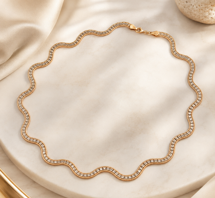 Wavy Two-Tone Omega Necklace
