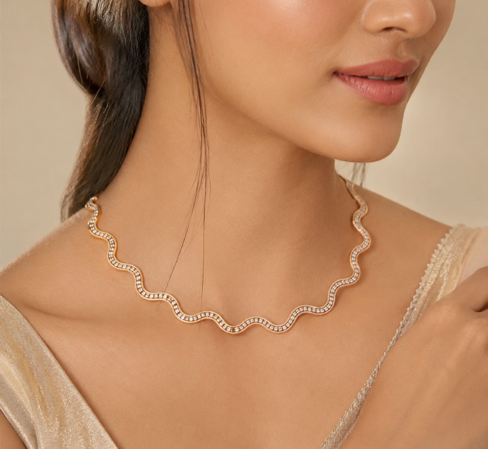 Wavy Two-Tone Omega Necklace
