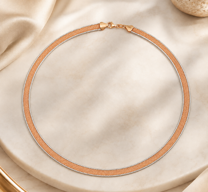 Two Tone Mesh Omega Necklace