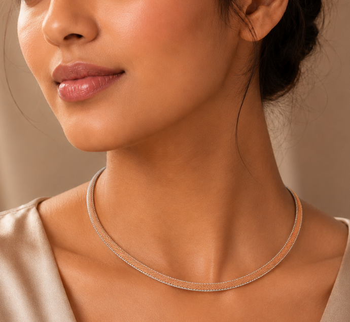 Two Tone Mesh Omega Necklace
