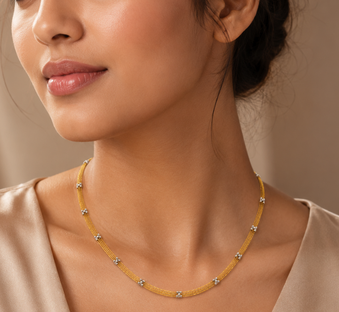Triple Line Two Tone Omega Necklace