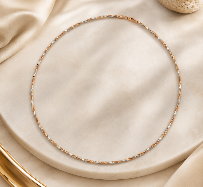 Two Tone Beaded Omega Necklace