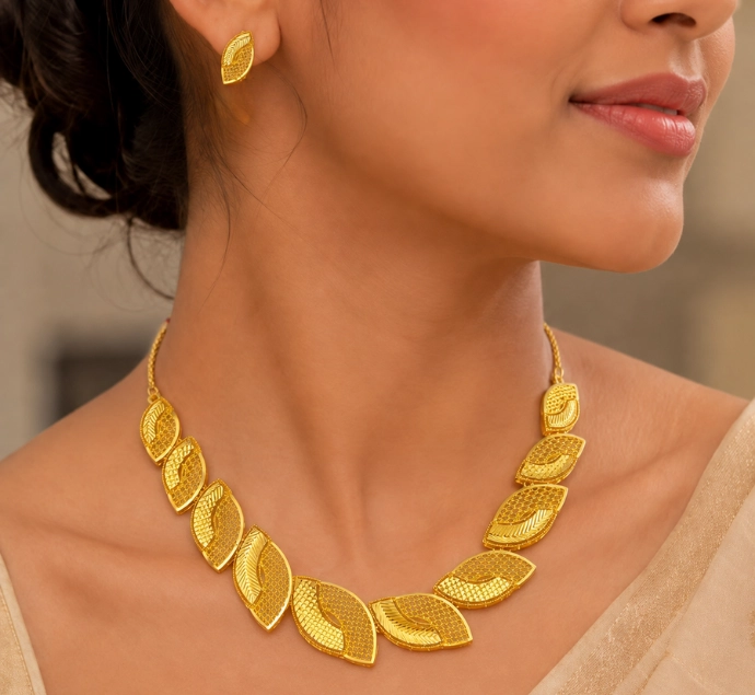 Golden Leaf Elegance Necklace Set