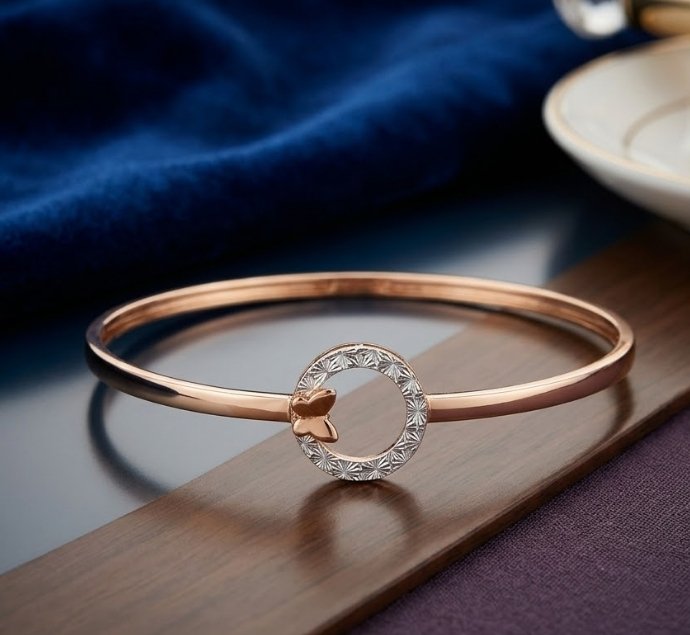 Elegant Butterfly Circle Gold Kada