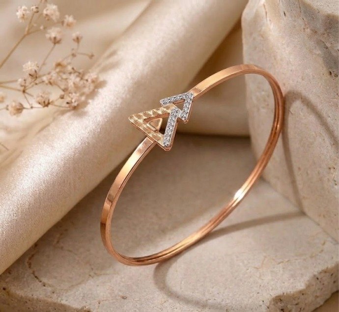 Rose Gold Diamond Inspired Geometric Cuff Bracelet