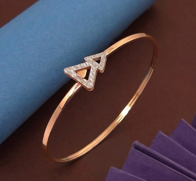 Rose Gold Diamond Inspired Geometric Cuff Bracelet