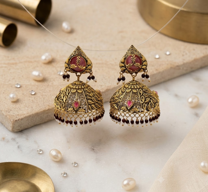Green Stone Heritage Jhumka