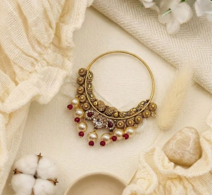 Pearl Ruby Floral Nosering