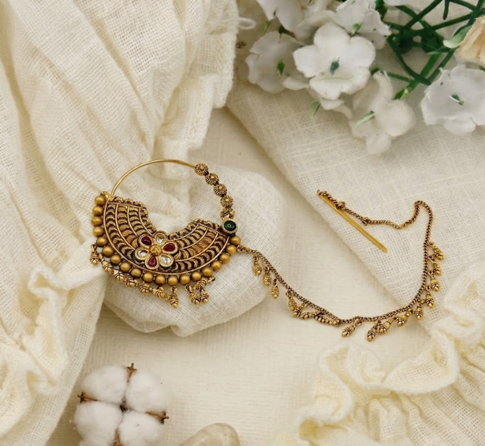 Antique Peacock Gold Nath