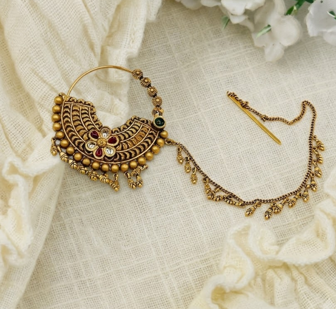 Antique Peacock Gold Nath