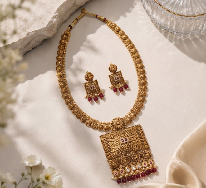 Royal Temple Pendant Necklace Set