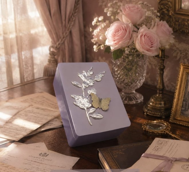 Lavender Floral Embossed Keepsake Gift Box