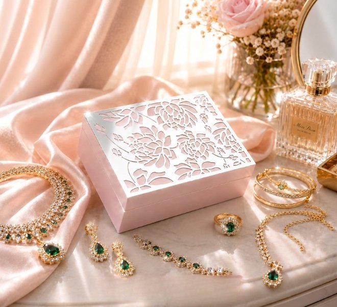 Elegant Blush Pink Floral Laser Cut Gift Box