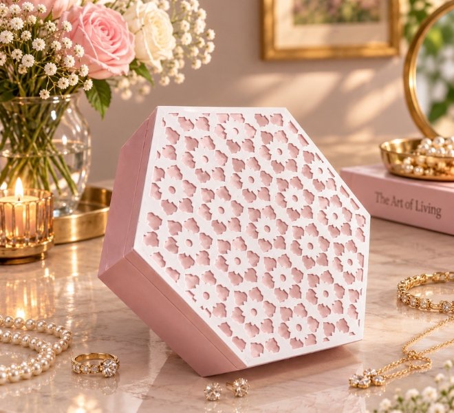 Elegant Blush Pink Floral Cutwork Decorative Lantern